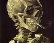 文森特威廉梵高 - 叼着香烟的头骨